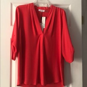 Calvin Klein Dustin Roll Sleeve Blouse Size L